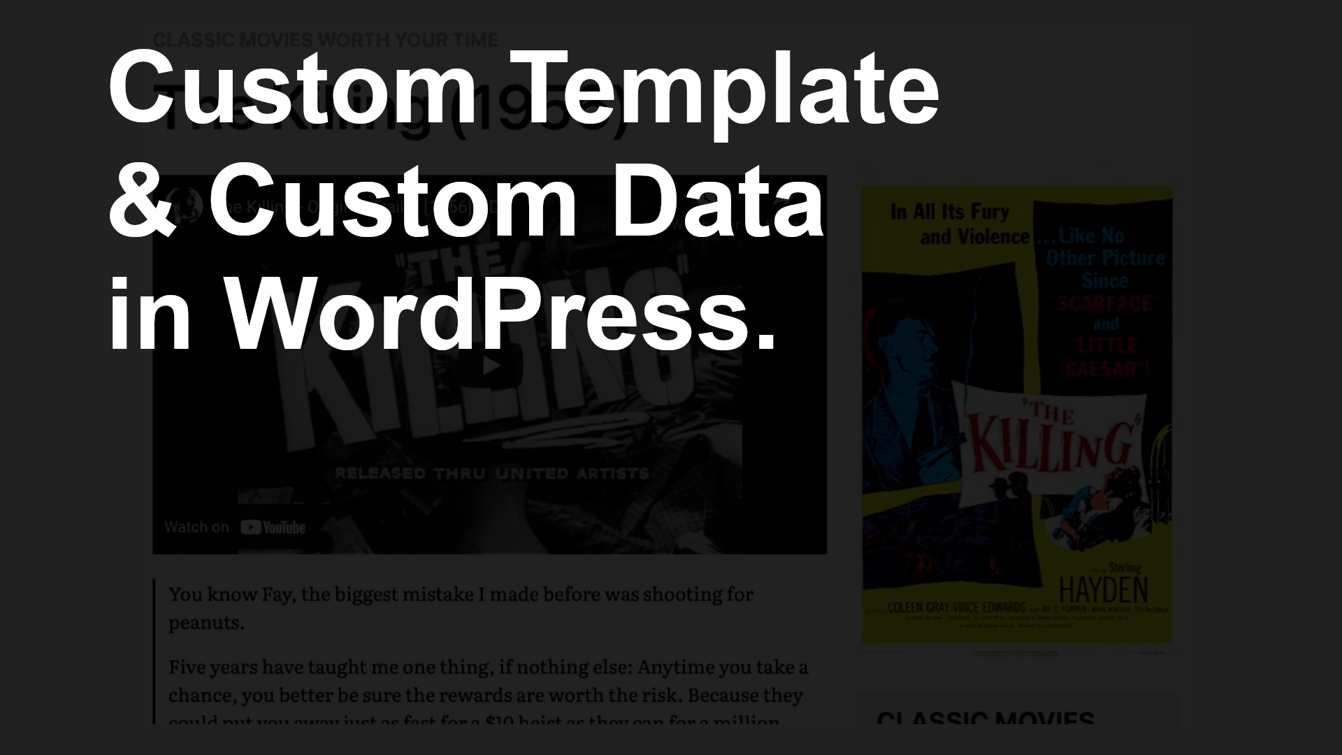 Custom Template and Custom Data in WordPress.
